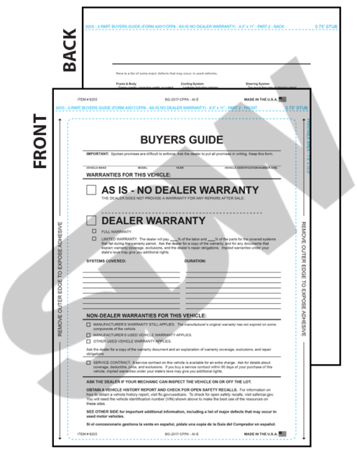 Buyers Guides: 2-Part (100pk) Form# 8255-2017