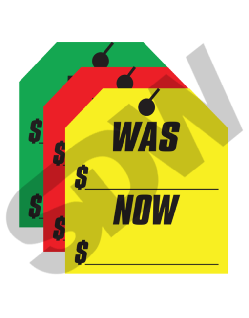 Hang Tag Stickers - WAS-NOW Window Stickers (12pk) (Wide) #4-589