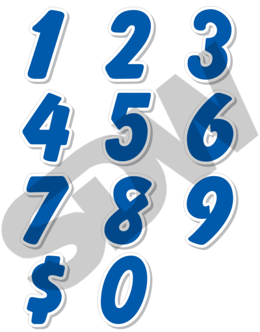 Windshield Numbers: Die Cut Numbers "Blue & White" (12pk) 16-267