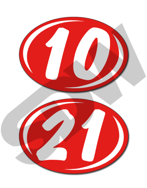 Year Models: Oval Year Model Stickers: White & Red (12pk) #16-226-WR