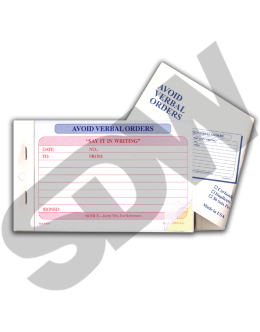 Avoid Verbal Orders Book #4-874