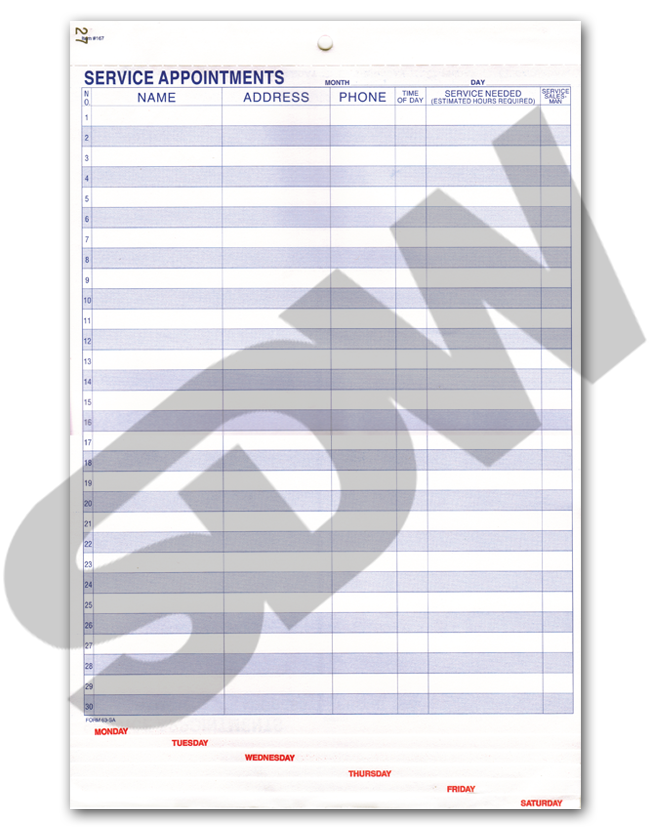 Route Sheets/Appointments (50ct) (Form #63-SA) 4-167