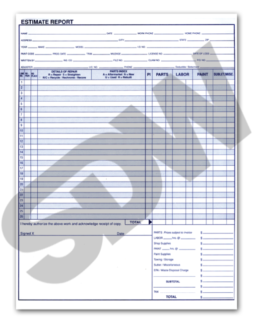 Repair Estimates (50 sheets) (2pk) #4-9100