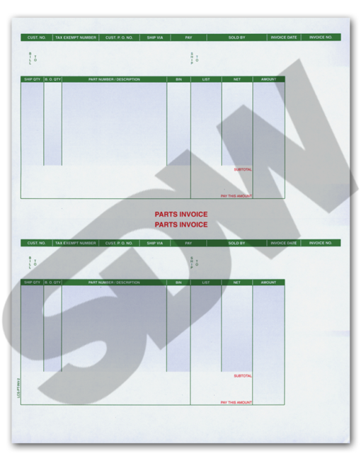 Laser Forms: Laser Cut Sheets (Form #LZR-PT-INV-2) (250pk) #4-6301