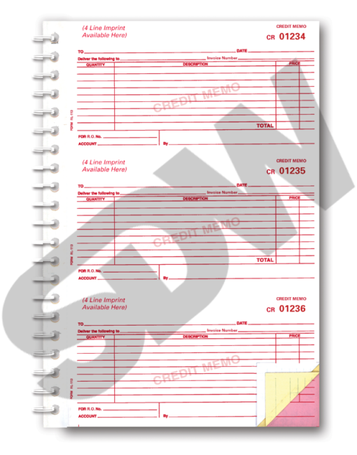Credit Memo Books (Form #RL-113) #4-638