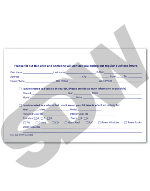 Customer Lead Cards (100pk) #4-7230