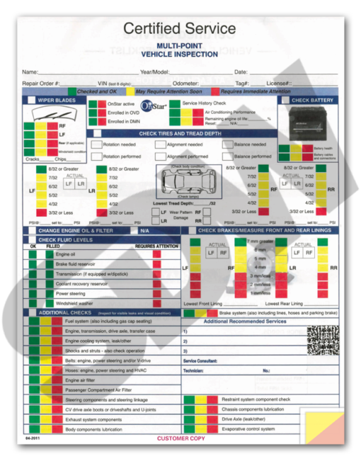 Inspection Forms: GM (250pk) #4-7292