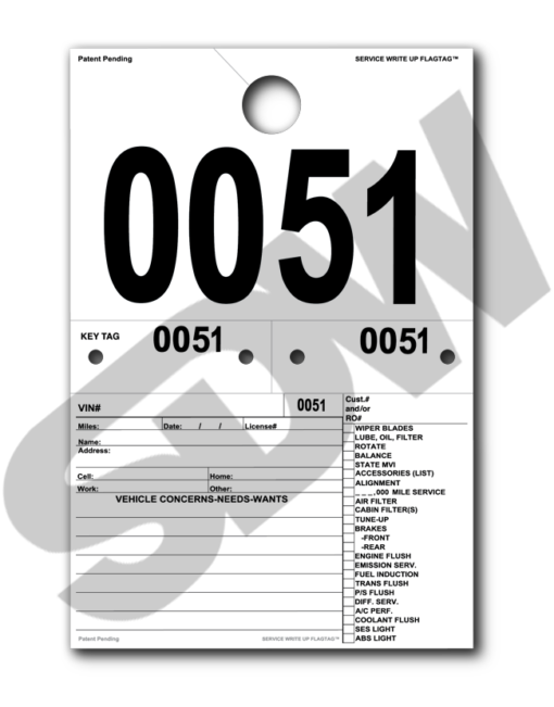 Service Dispatch Tags: Write Up Flag Tags (1000pk) #1-263 - Image 2