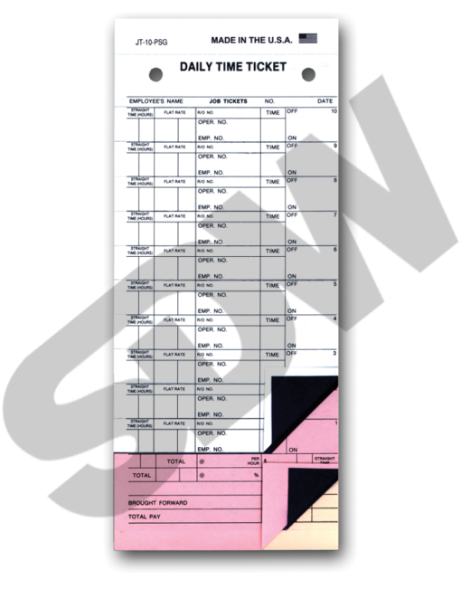 Time Management Daily Time & Job Ticket 10 Labels, (250pk) (Form JT10