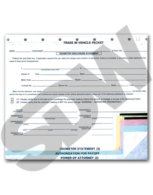 Trade In Vehicle Combination Form (100pk) (Form #TIV-6) #4-4801