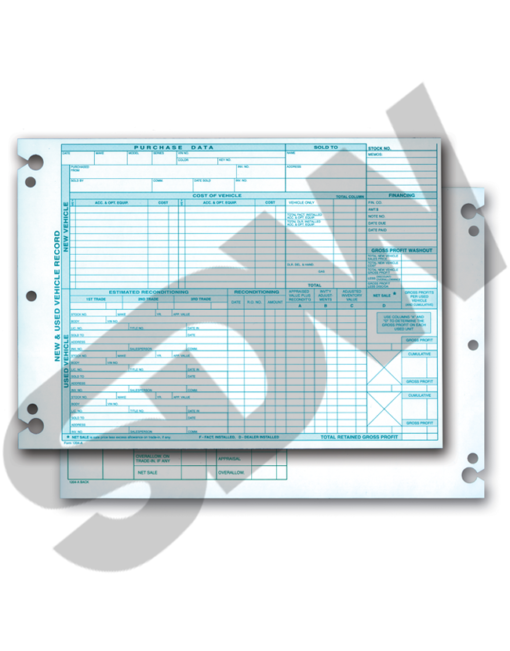 Vehicle Inventory Records (50pk) (Form #1204-A) #4-795