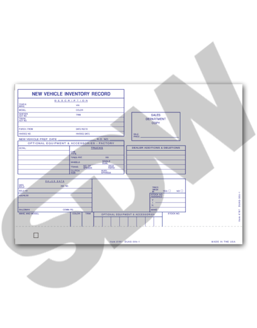 Vehicle Inventory Cards (100pk) (DUAS-30501) #4-797 - Image 2