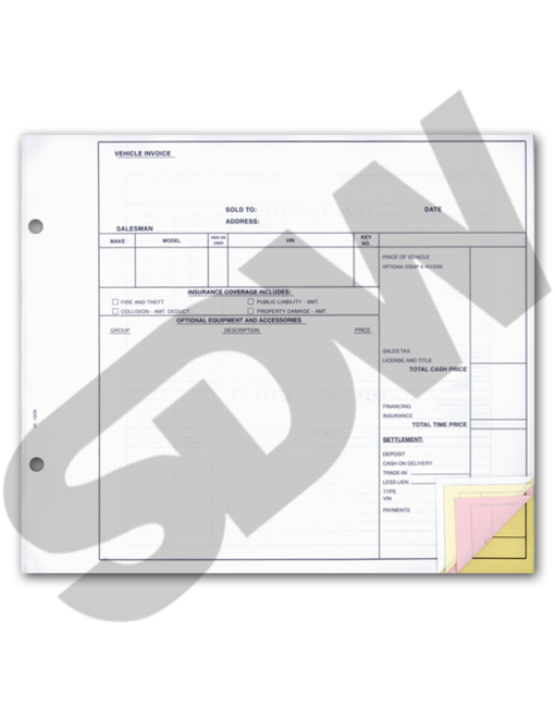 Vehicle Invoices (100pk) (Form #VI-131N) #4-8010