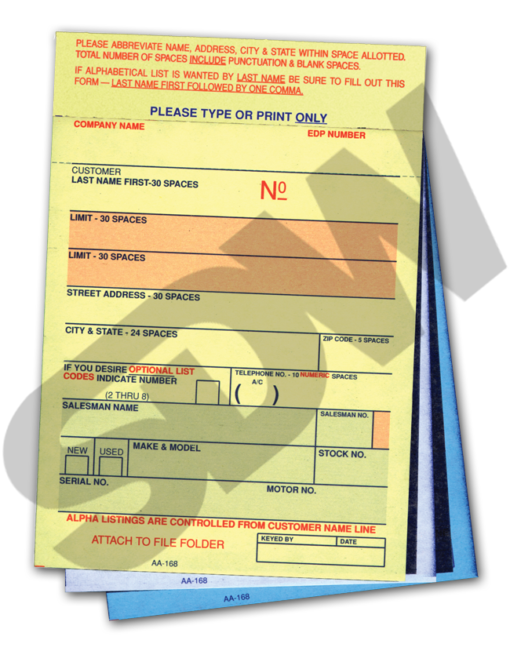 Vehicle Deal Labels (100pk) (Form #AA-168-PLAIN) #4-8100