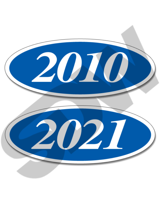 Year Models: Oval Year Model Decals Blue & White (12pk) #16-198WB