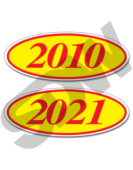 Year Models: Oval Year Model Decals Yellow & Red (12pk) #16-198-R